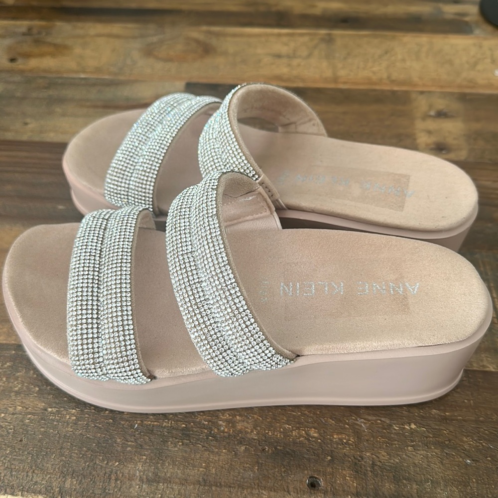 Anne Klein Wedge Sequin Sandals Bride size 6